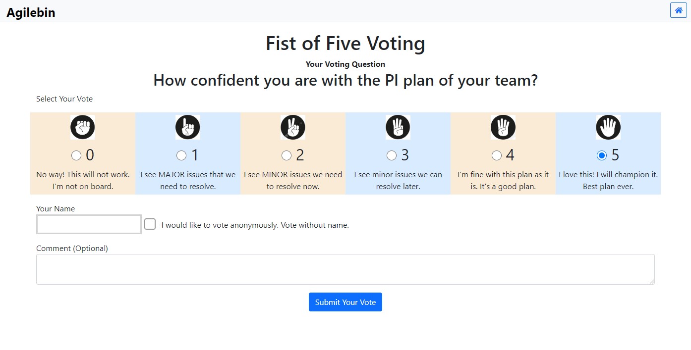 Fist of five voting - Free online confidence vote tool for PI Planning ...